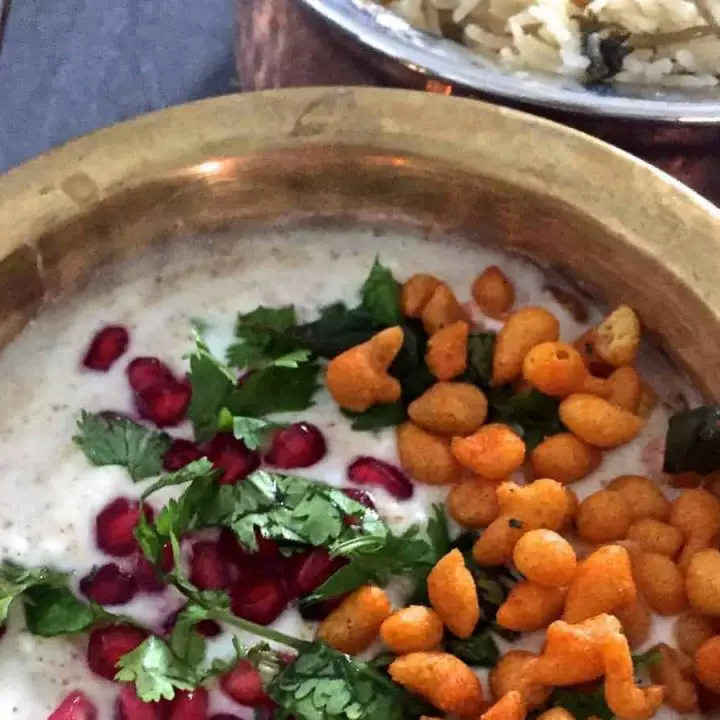 Boondi Raita - Yogurt spiced with Black salt, Cumin and fried chickpea ...