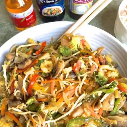 Stir Fried Vegetable Noodles with Ginger and Miso paste - PepperOnPizza